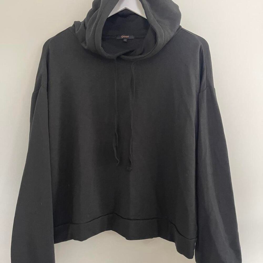 Quince SuperSoft Fleece Pullover Hoodie – Black – Size L